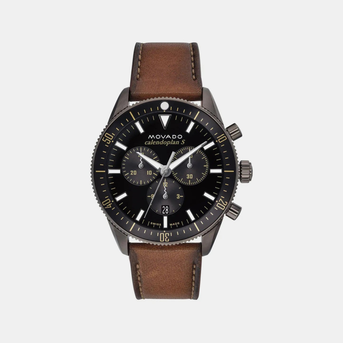 Heritage Male Black Chronograph Leather Watch 3650123