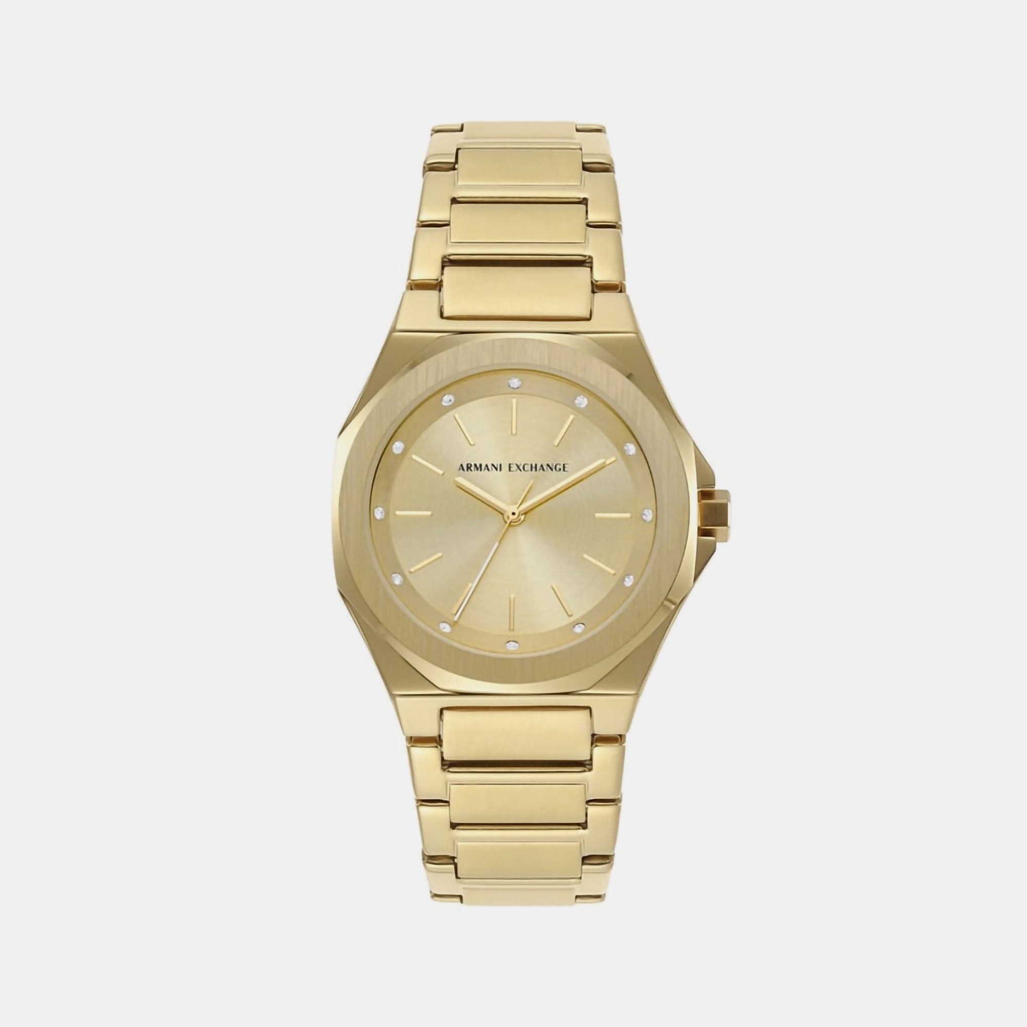 Armani Exchange women s Analog Round Dial Quartz Gold Stainless Steel Watch AX4608 Just In Time