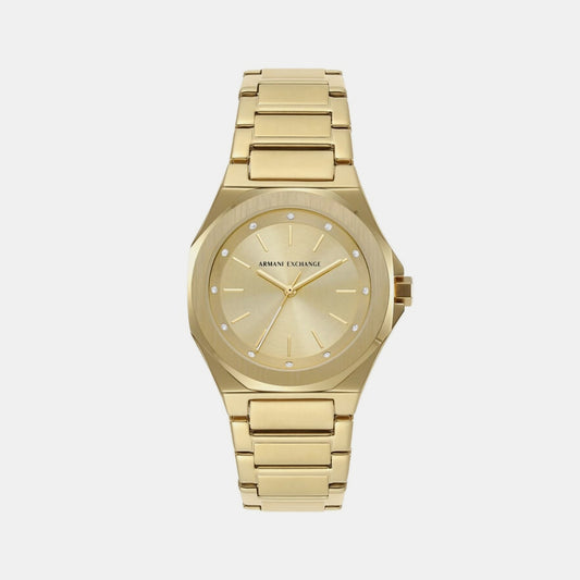 Female Gold Analog Stainless Steel Watch AX4608