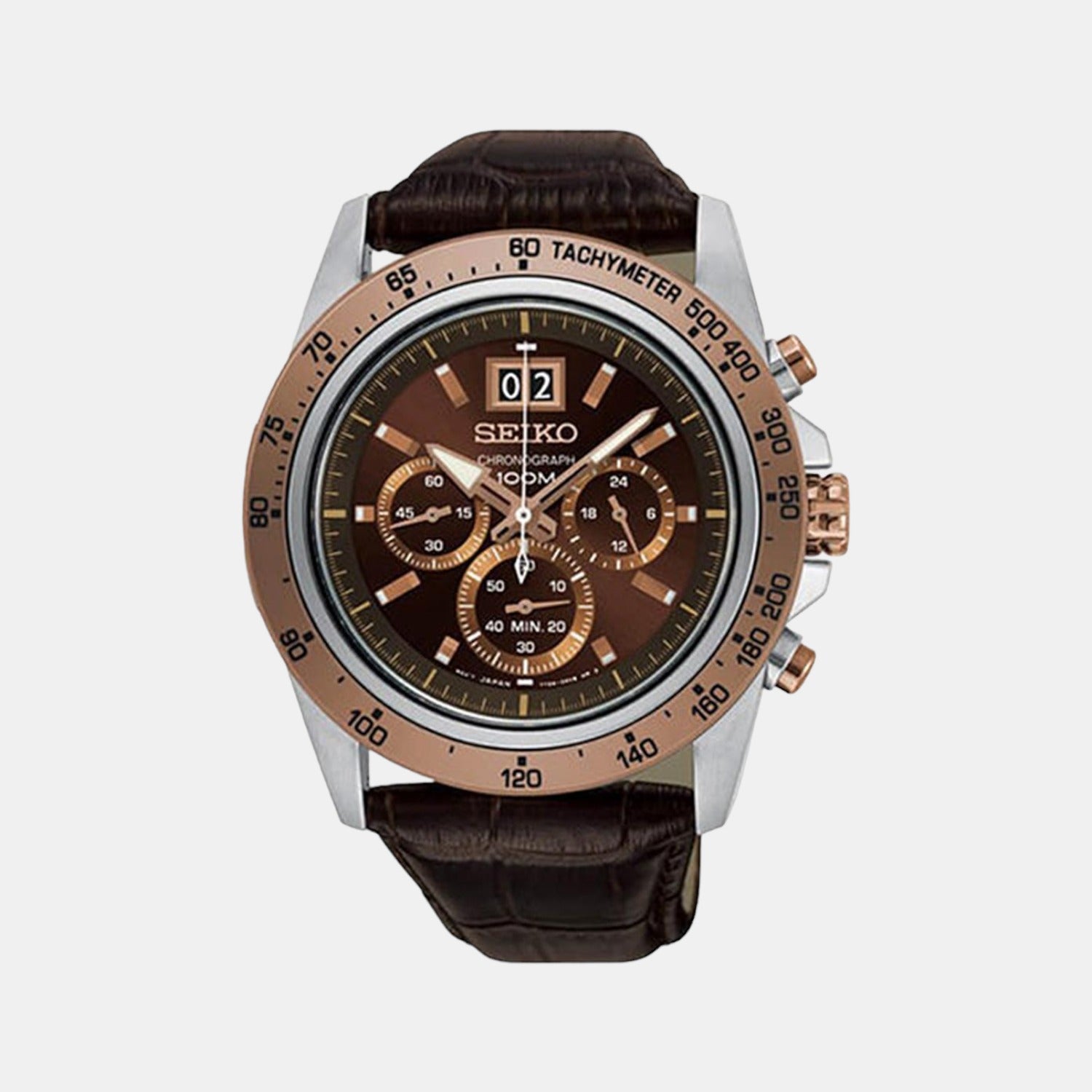 Male Brown Chronograph Leather Watch SPC248P1 Just In Time