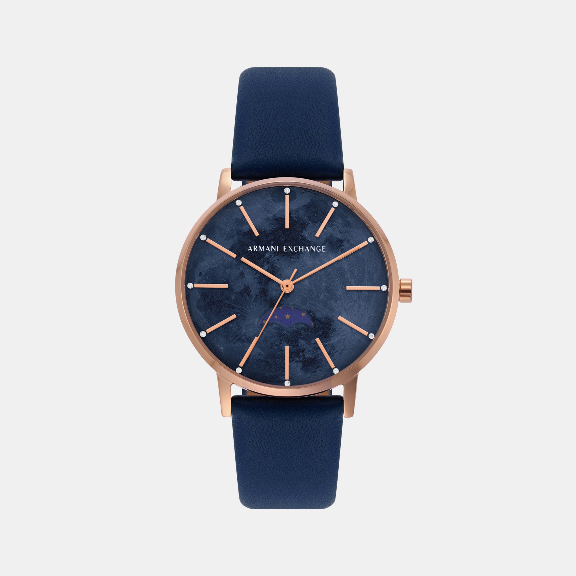 Armani watch blue clearance leather strap