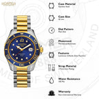 Rockshell Mark Iii Men Automatic Blue Dial Analog Stainless Steel Watch 220633 47 45 20