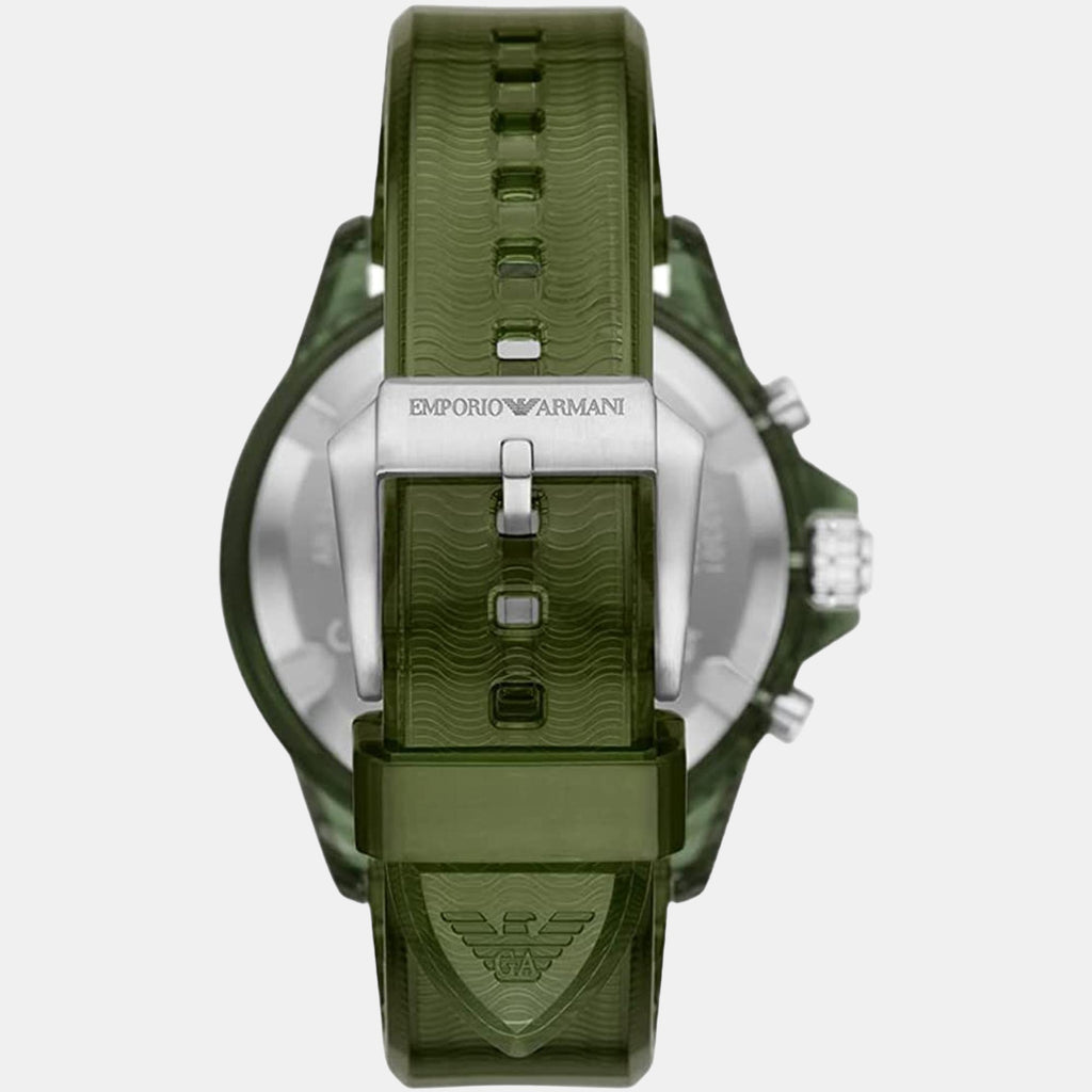 World Explorer Men Quartz Green Dial Chronograph Silicone Watch AR11534