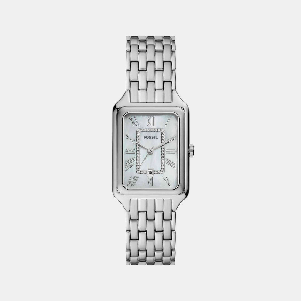 Fossil Rectangular Silver Analog watch
