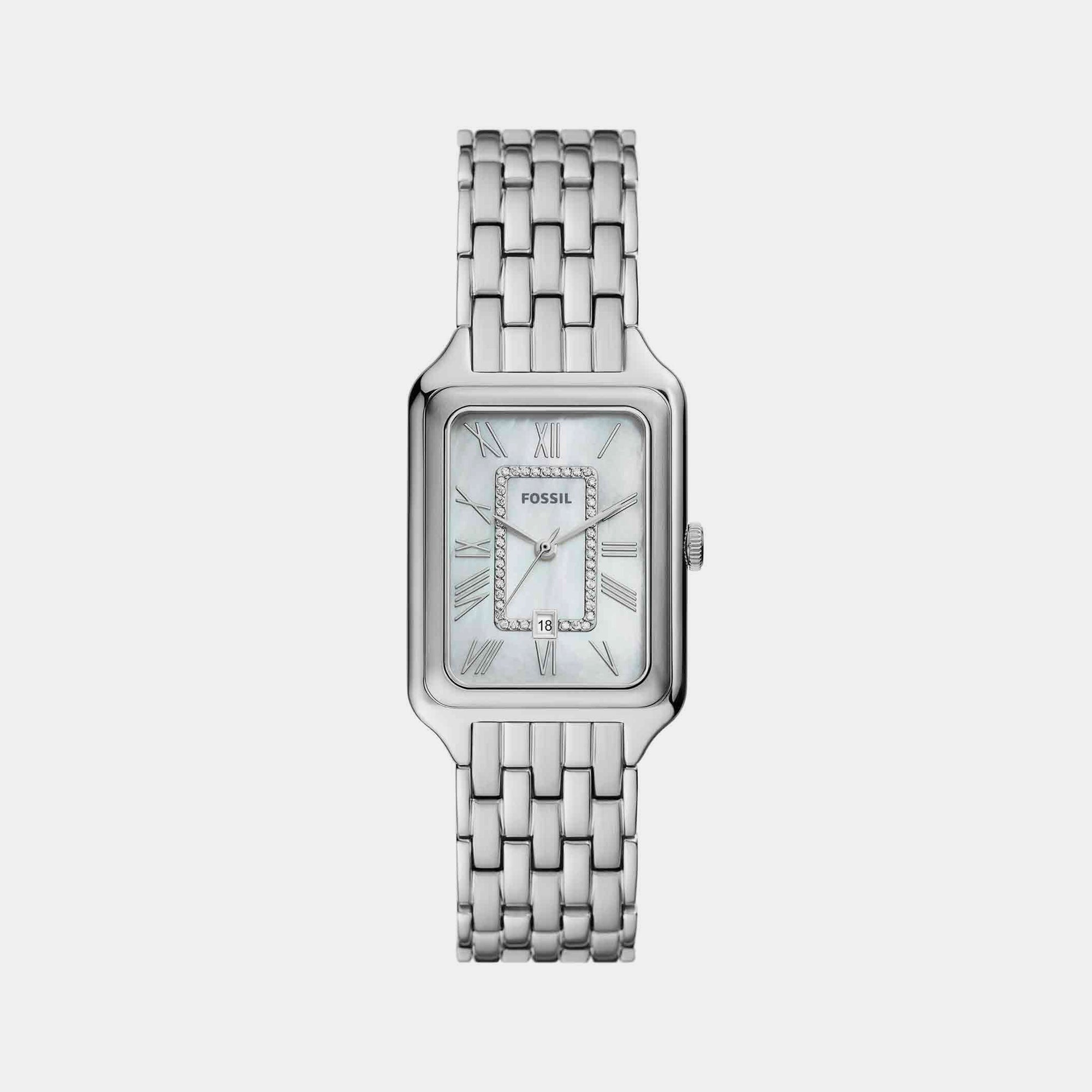 Fossil Rectangular Silver Analog watch