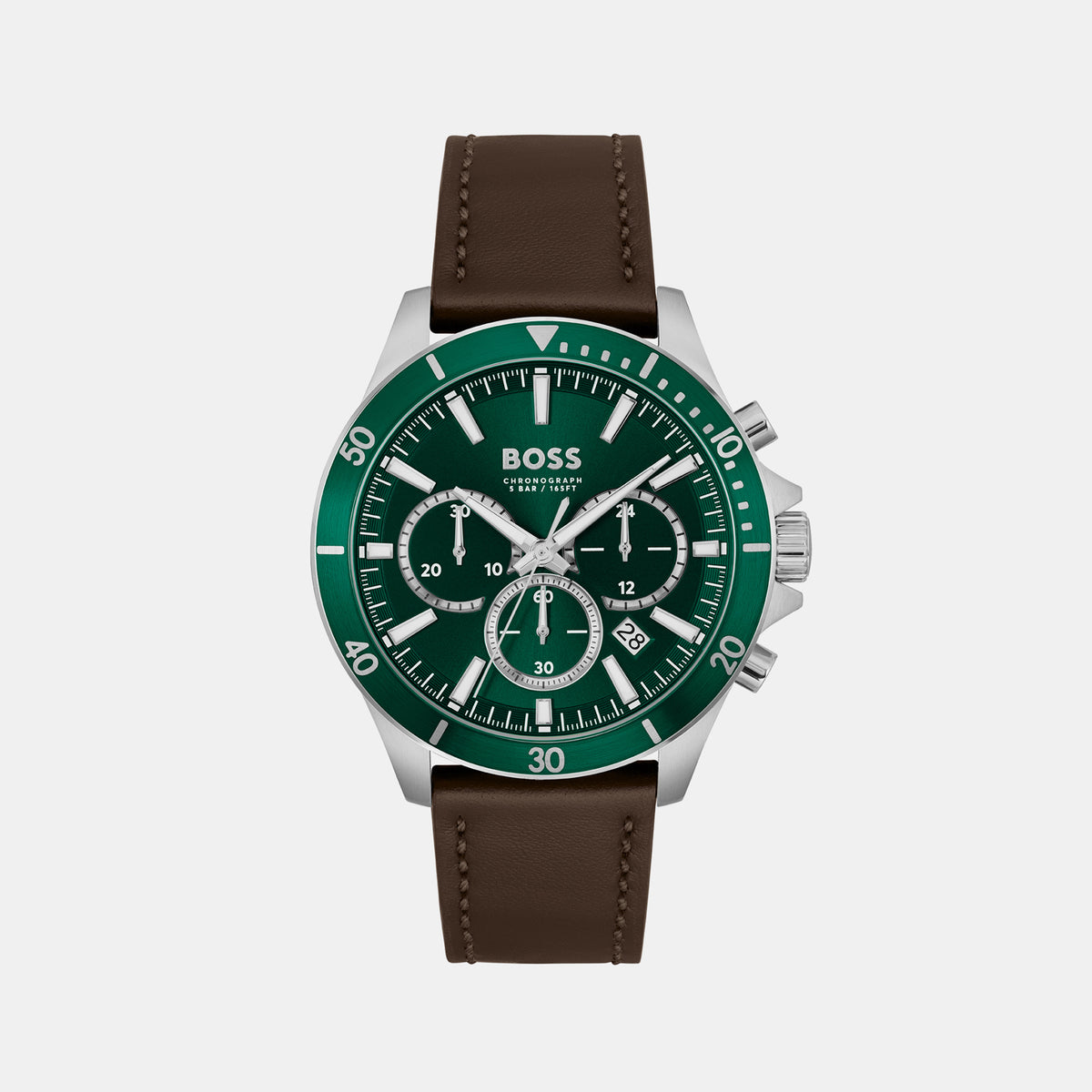 Boss Round Green Chronograph watch