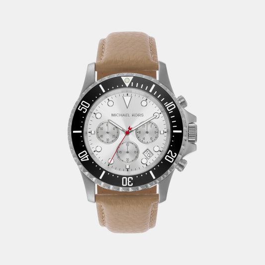 Male White Chronograph Leather Watch MK9092