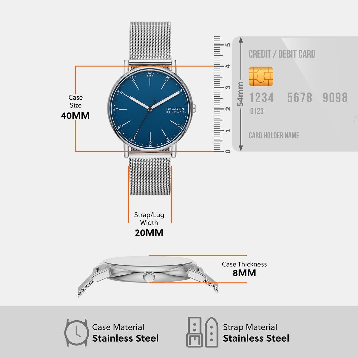 Skagen 40 mm Silver Quartz watch