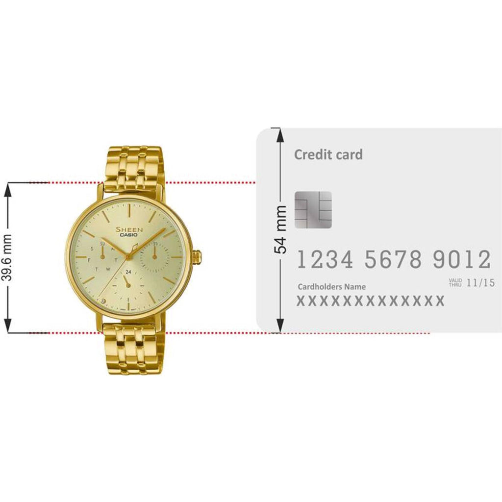 Sheen Women Quartz Gold Dial Multi-Function Stainless Steel Watch SH286