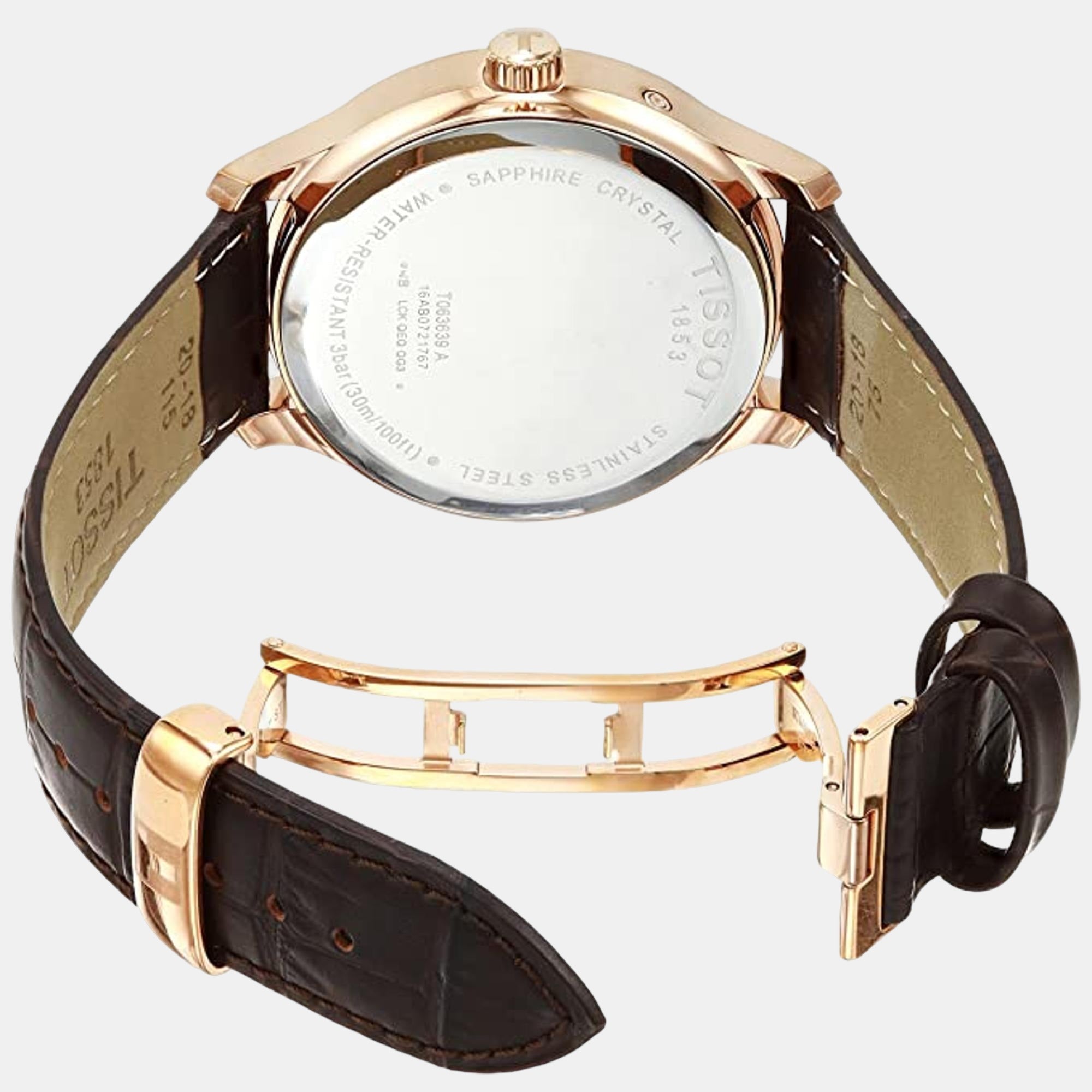 Tradition Men Quartz Silver Dial Multi-Function Leather Watch T0636393603700