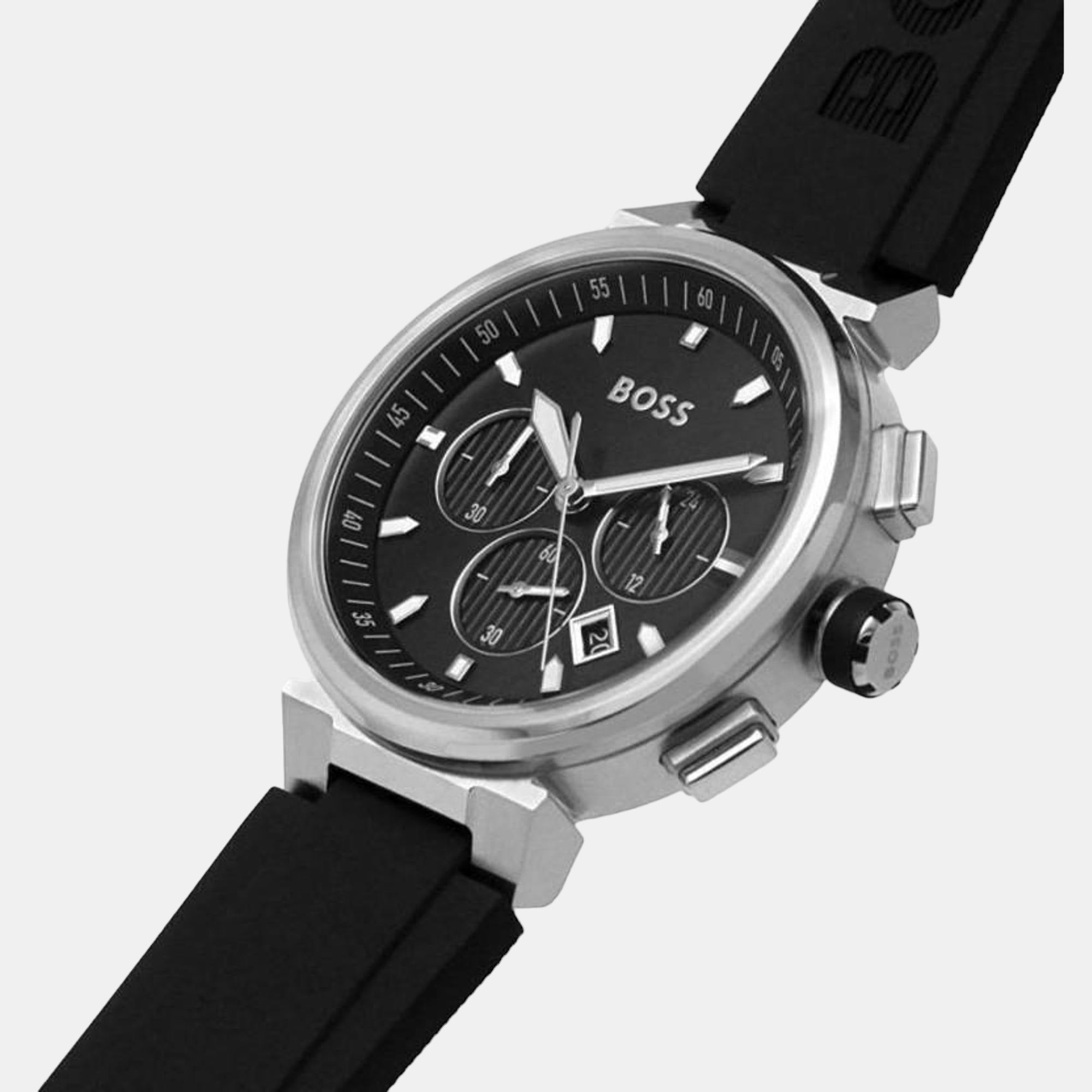 One Men Quartz Black Dial Chronograph Silicone Watch 1513997