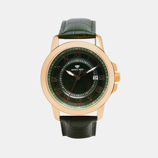 Stylish Green Analog Male Leather Watch 8002E-L3314