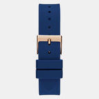 queen Women Quartz Rose Gold Dial Multi-Function Silicone Watch GW0536L5