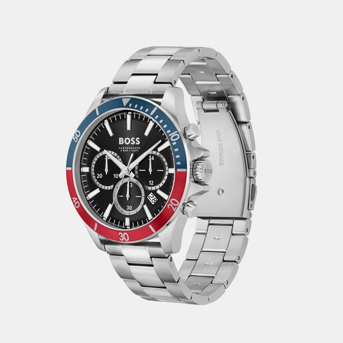 Troper Male Chronograph Time Black Steel Watch 1514108 Stainless Just – In