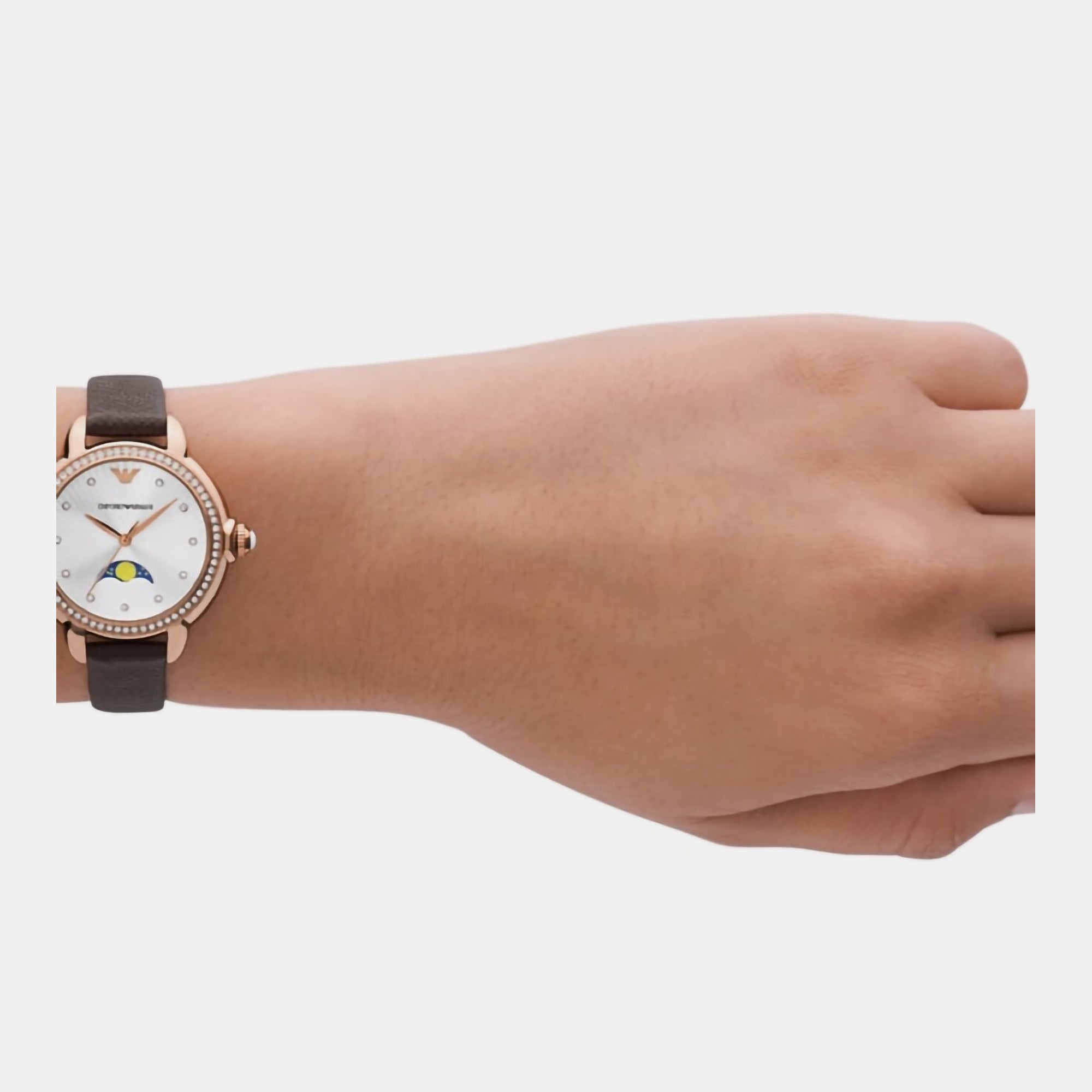 Female Silver Analog Leather Watch AR11568 – Just In Time