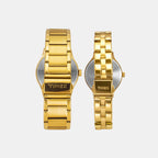 Fashion Couple Quartz Brown Dial Chronograph Stainless Steel Watch TW00PR297