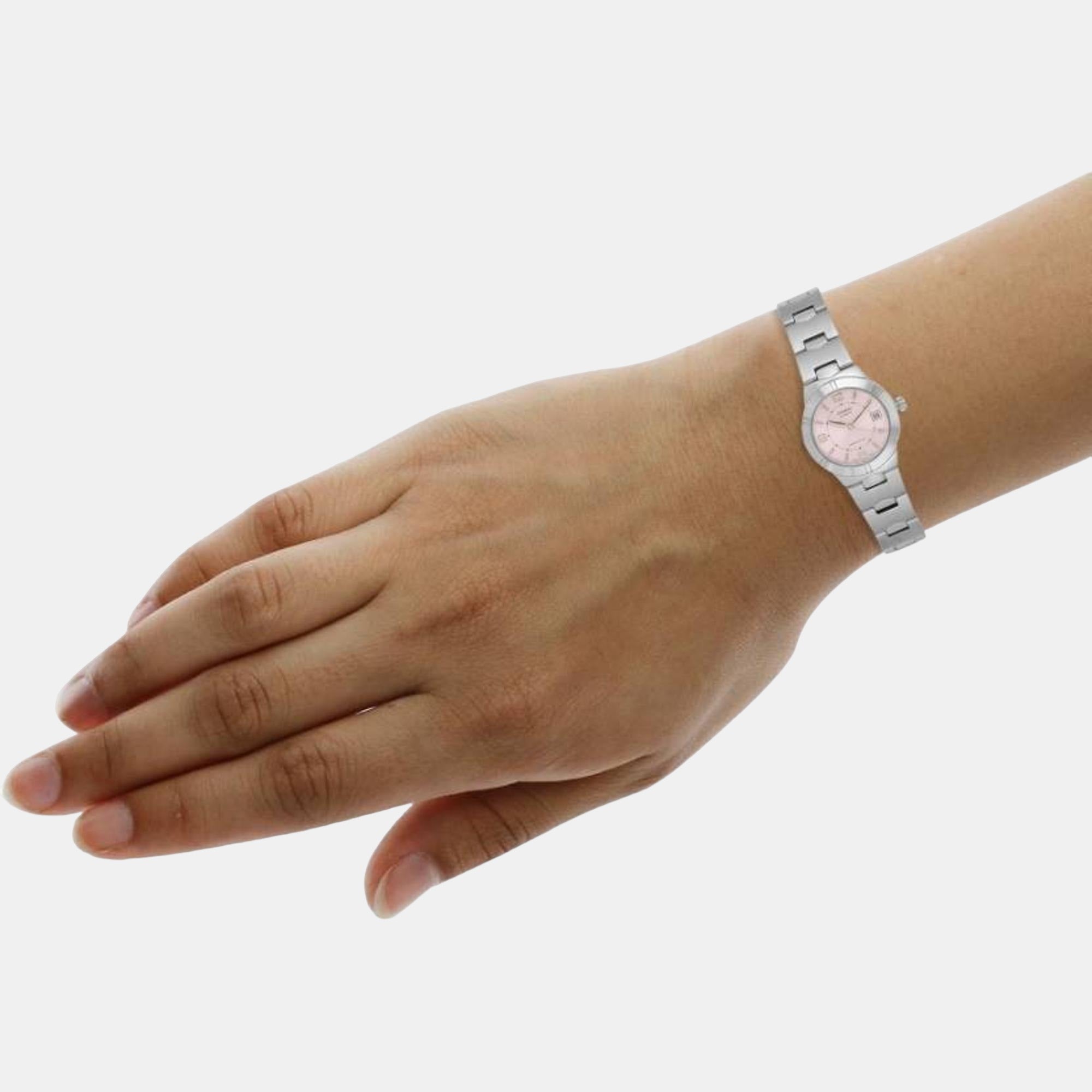 Enticer Women Quartz Pink Dial Analog Stainless Steel Watch A873