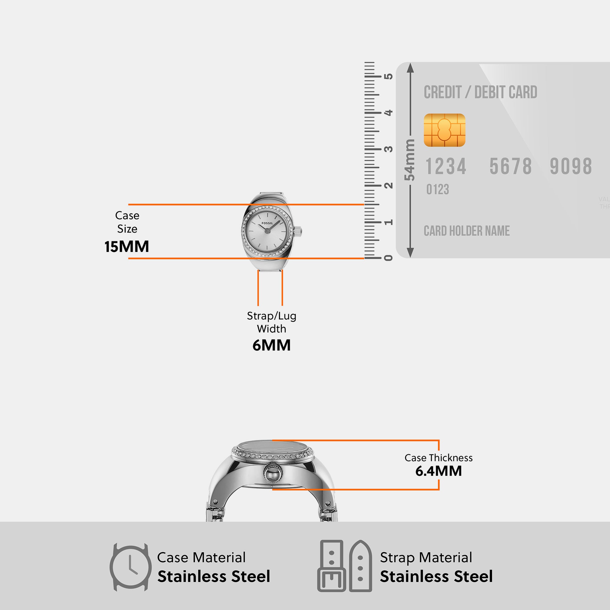 Fossil 30 mm Silver Quartz watch