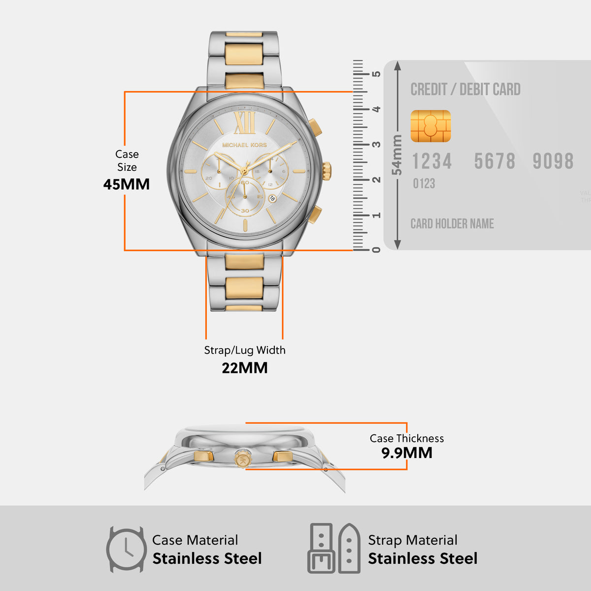 Michael Kors 45 mm Two Tone Quartz watch
