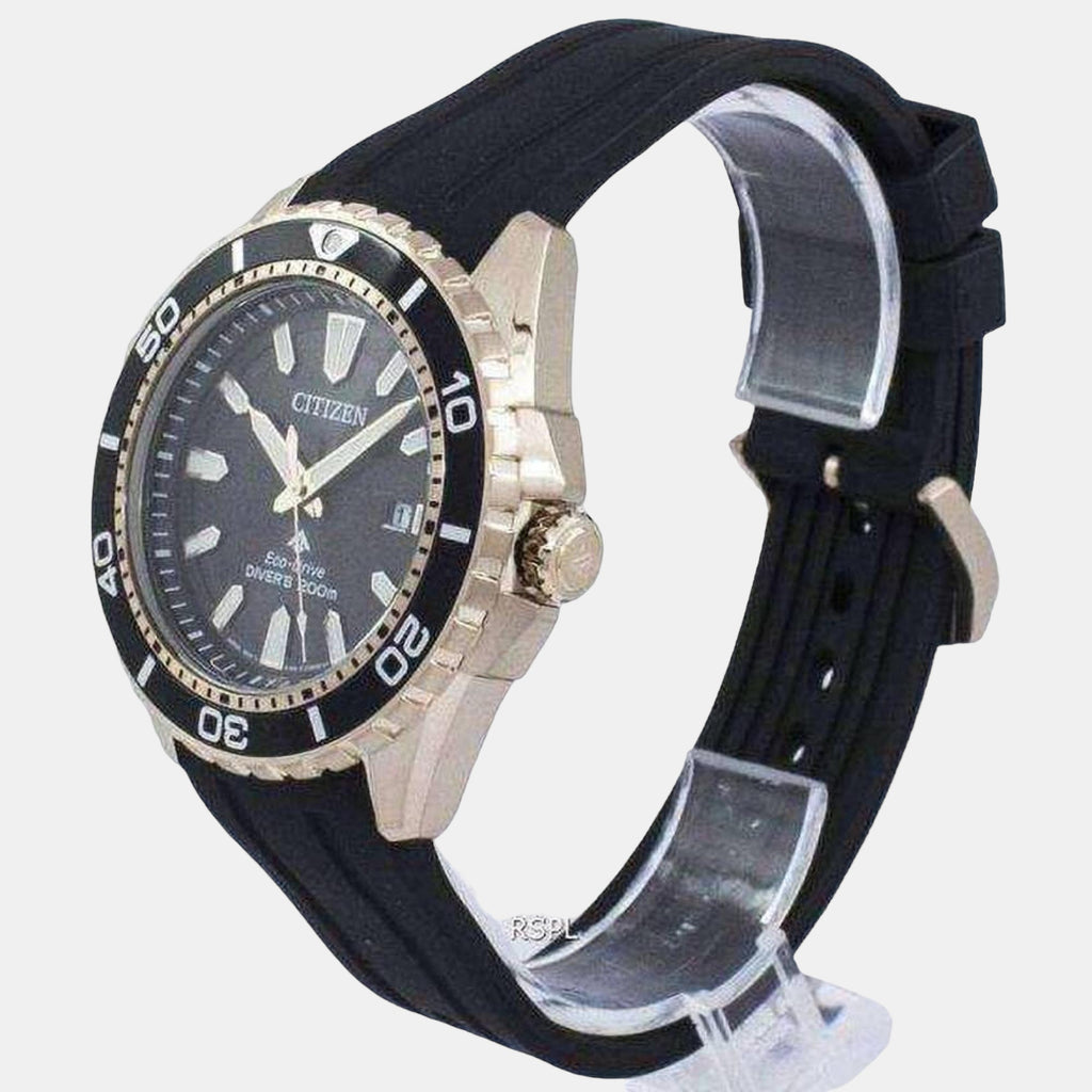 Men Eco-Drive Black Dial Analog Silicone Watch BN0193-17E