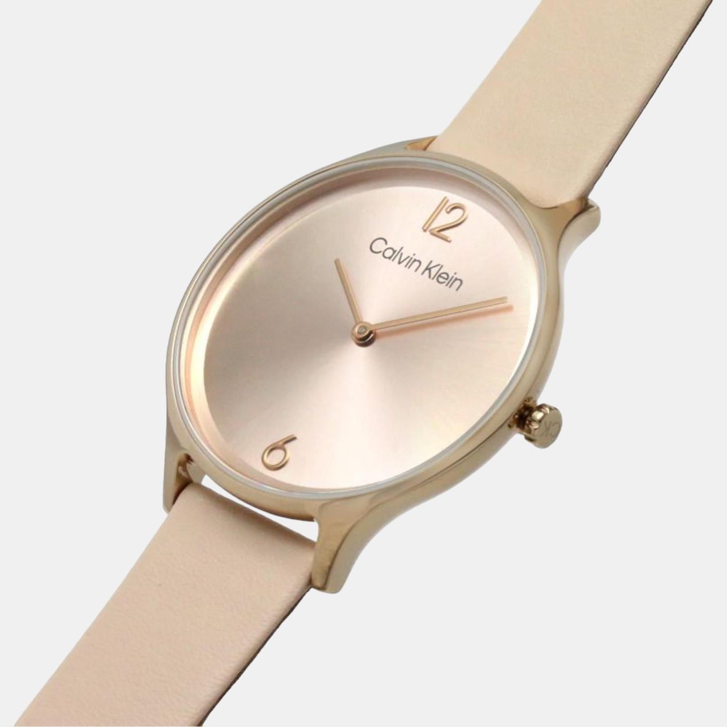 Calvin Klein Leather Gold watch