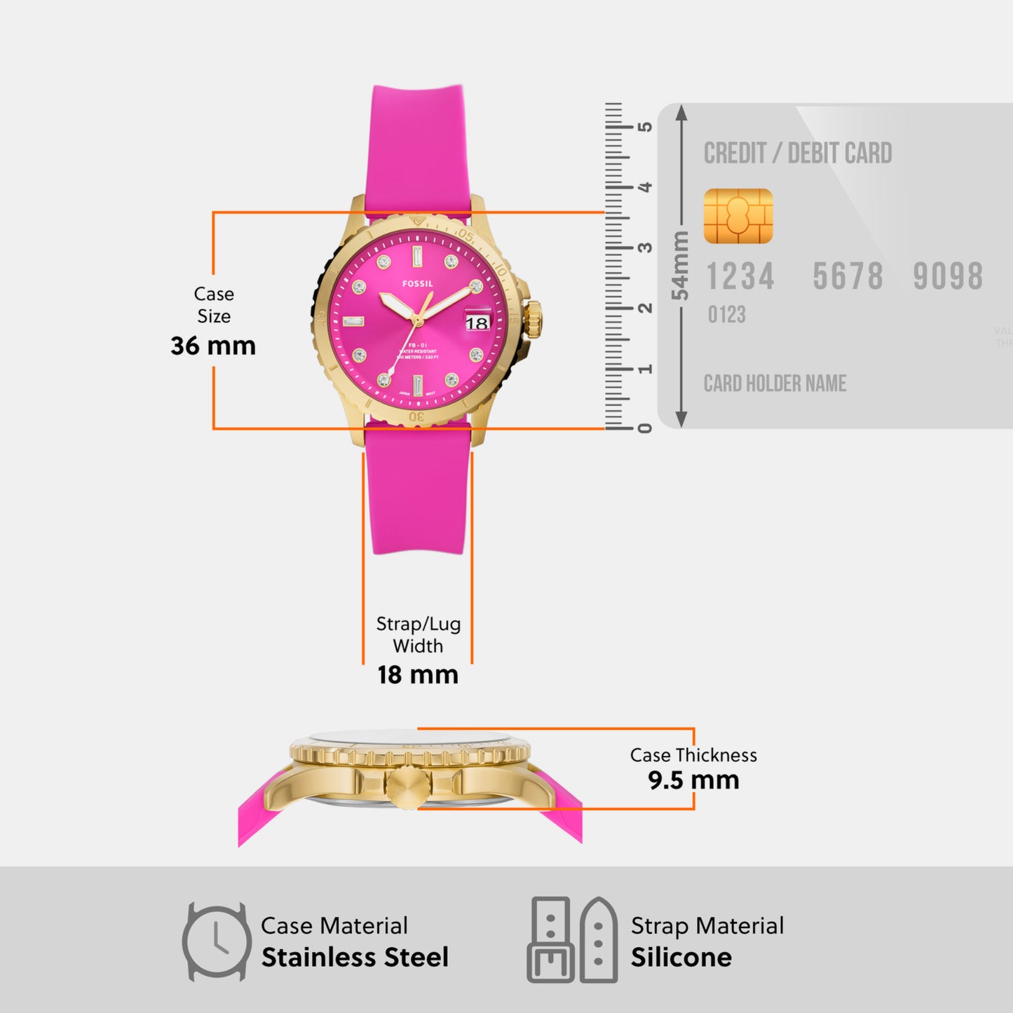 Female Pink Analog Silicone Watch ES5290 – Just In Time