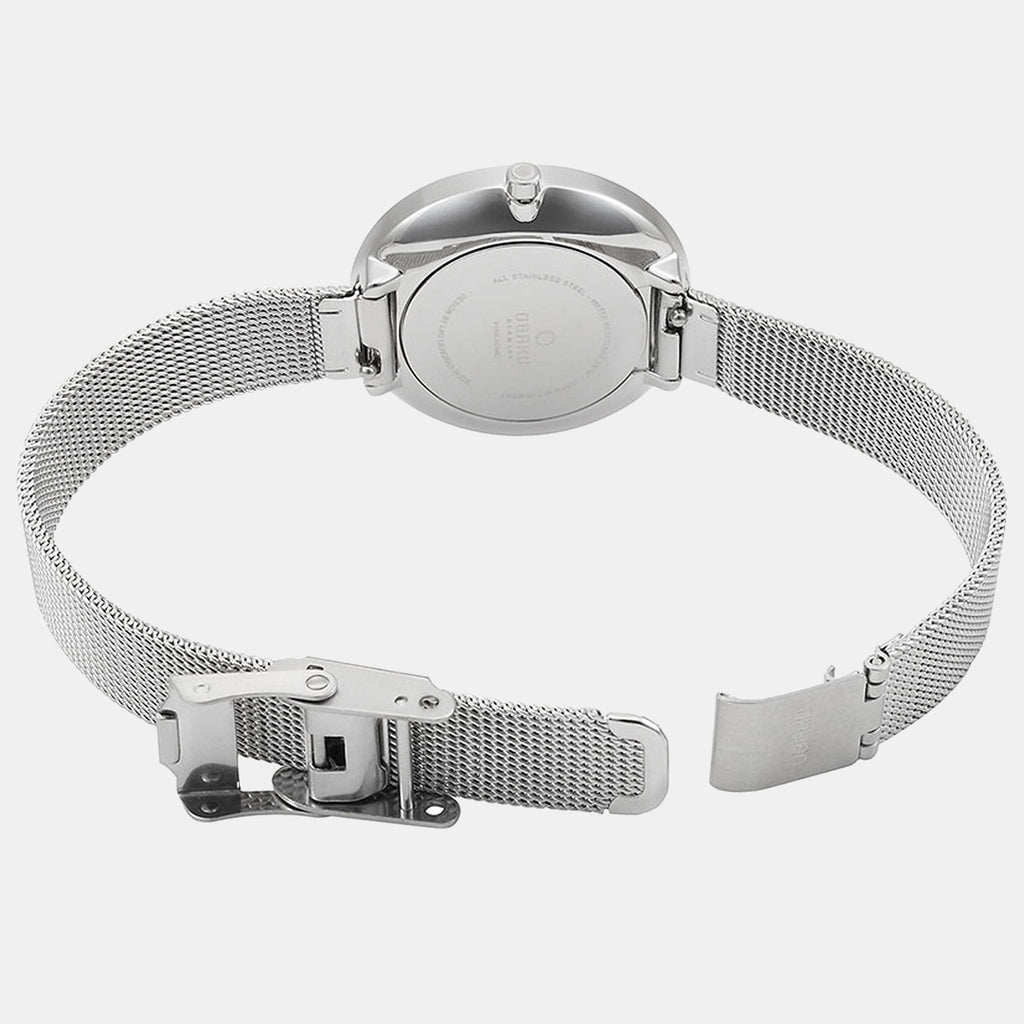 Obaku Women Round Silver watch