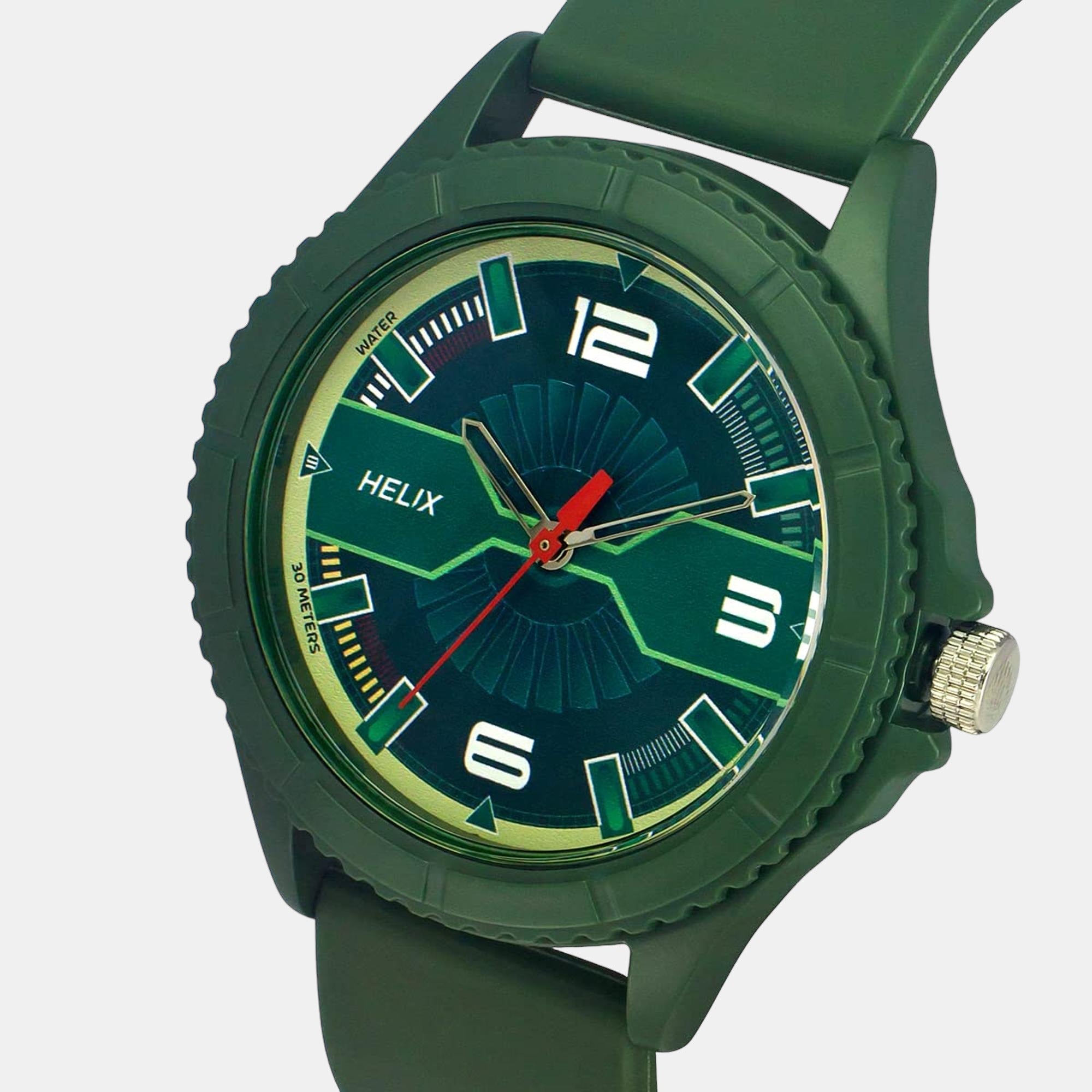 Men Quartz Green Dial Analog Silicone Watch TW033HG18