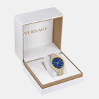 V-Vertical Men Quartz Blue Dial Analog Stainless Steel Watch VE3H00422