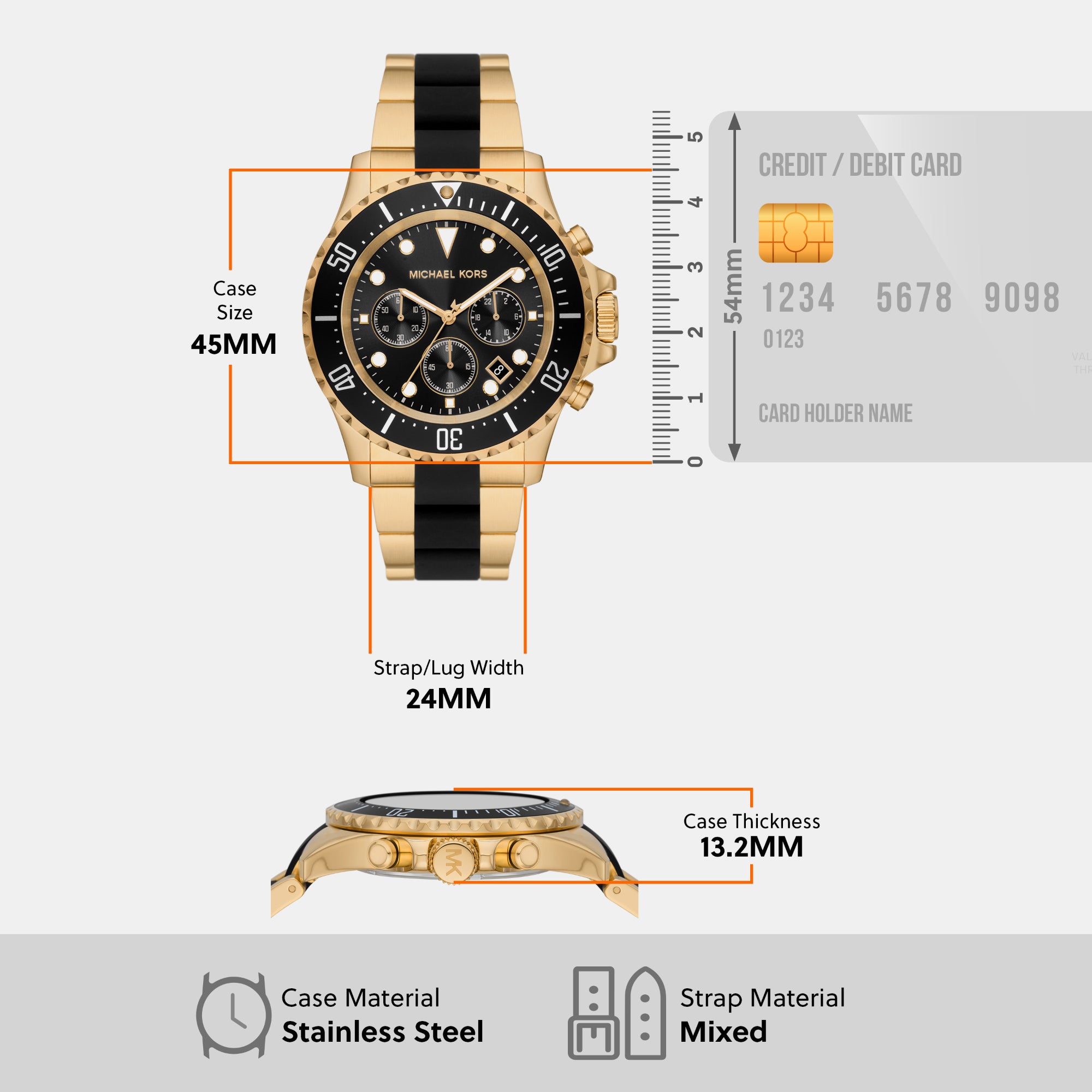 Everest Men Quartz Black Dial Chronograph Stainless Steel Watch MK8979