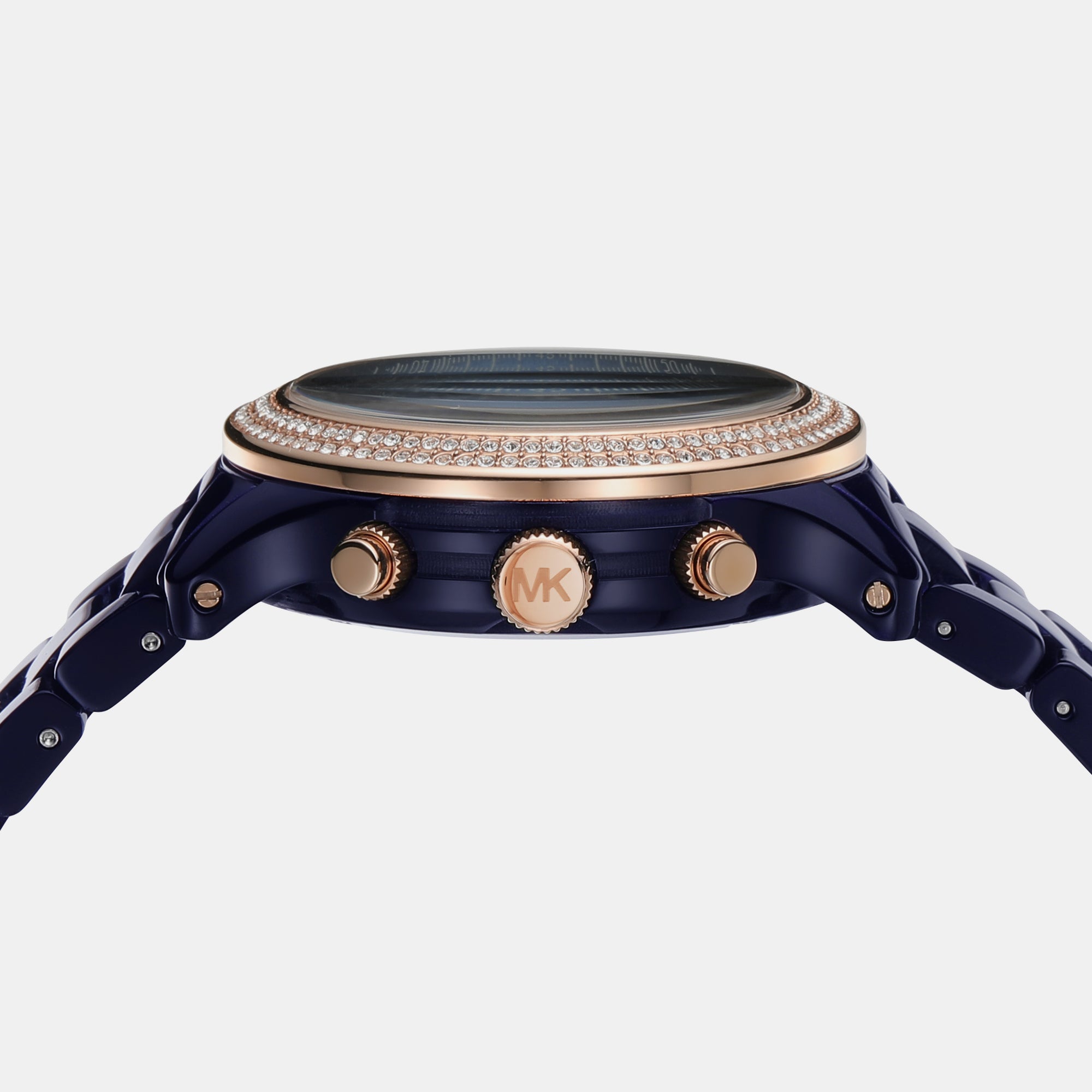 Female Runway Chronograph Navy Acetate Watch MK7423 – Just In Time