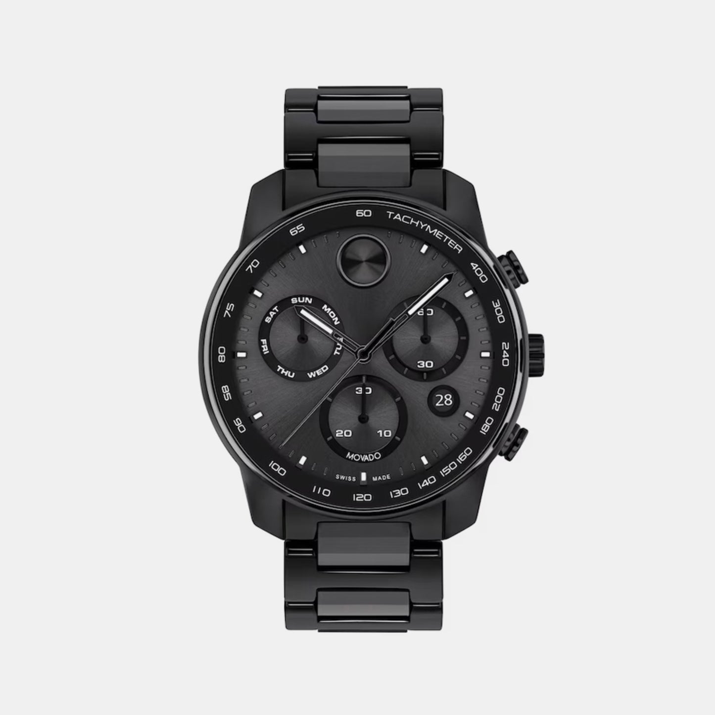 Bold Male Black Chronograph Ceramic Watch 3601103