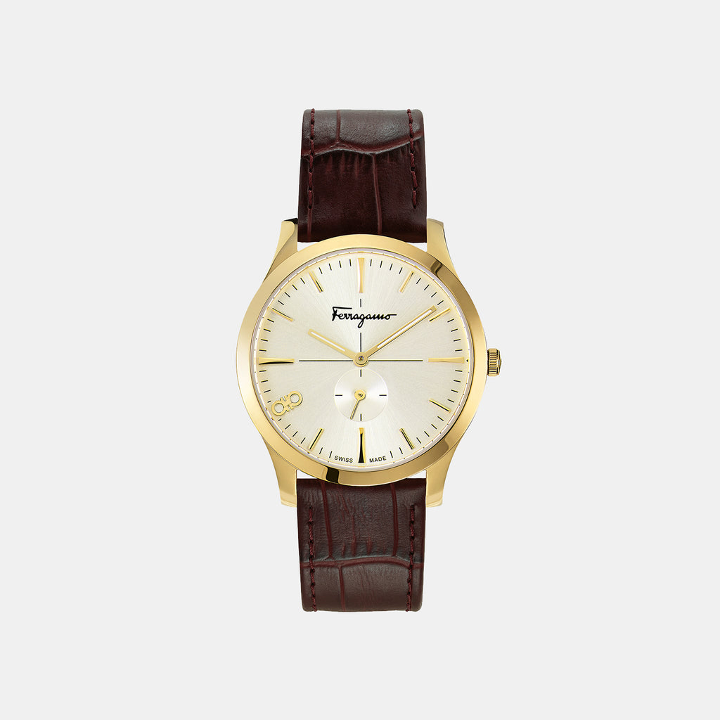 Ferragamo Round Champagne Analog watch