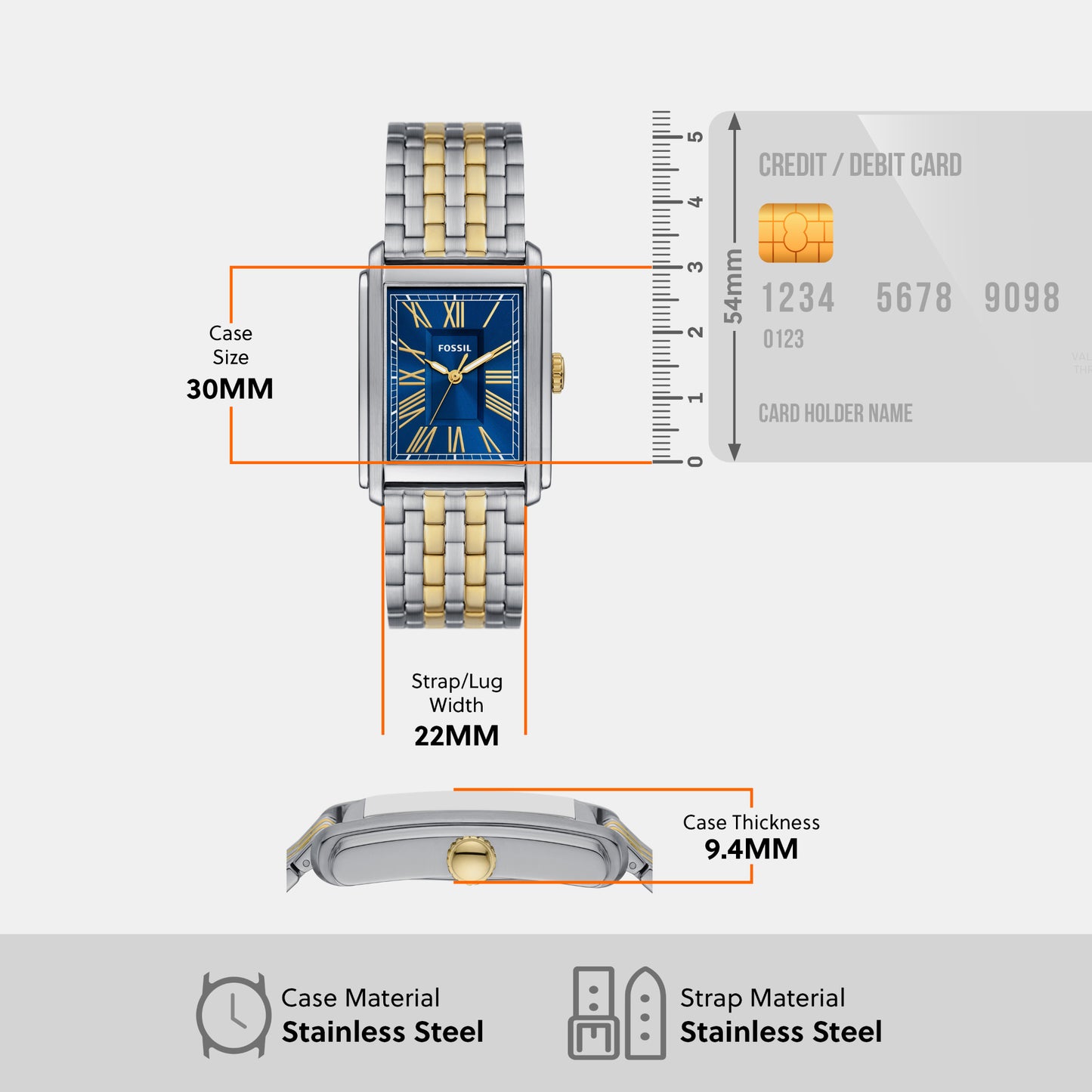 Men Carraway Three-Hand Two-Tone Stainless Steel Watch FS6010