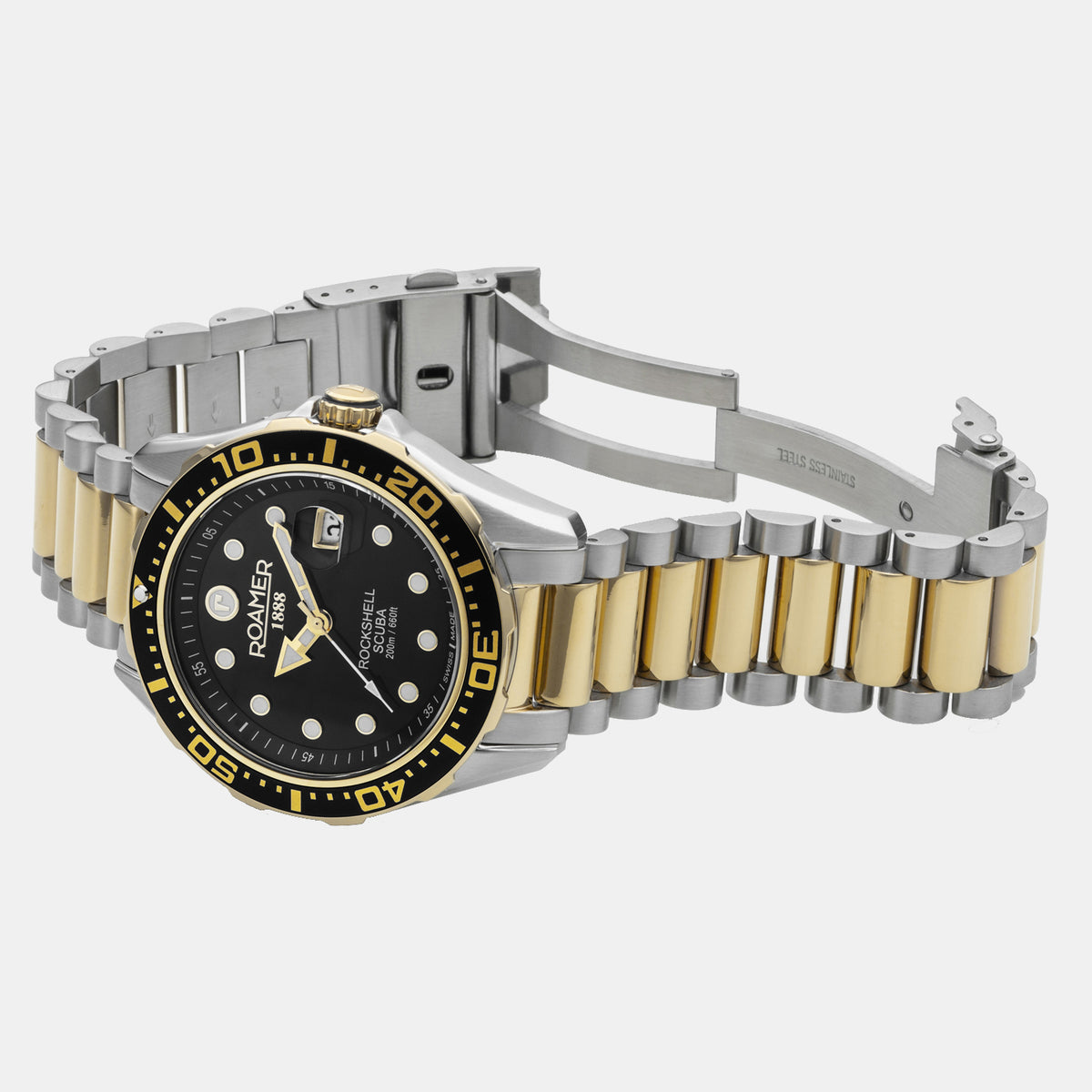 Rockshell Mark III Scuba Men Quartz Black Dial Analog Stainless Steel Watch 220858 47 85 50