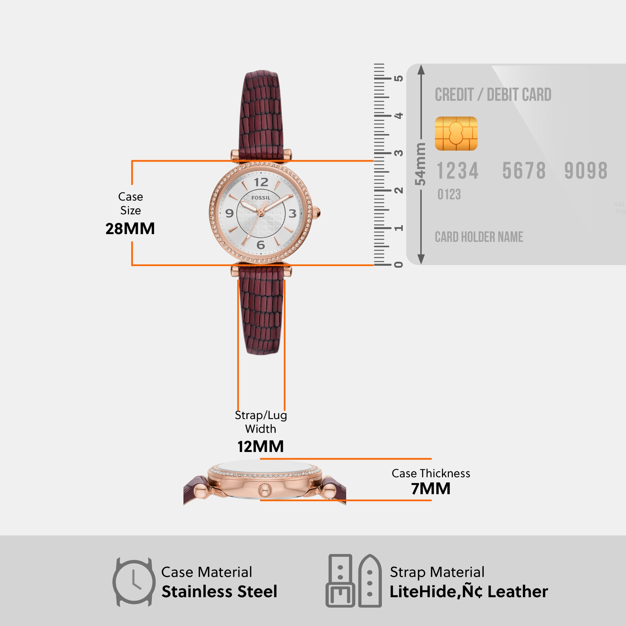 Fossil 28 mm Brown Quartz watch