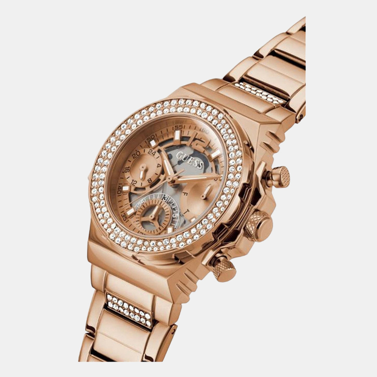 Gs Fusion Women Quartz Rose Gold Dial Multi-Function Stainless Steel Watch Gw0552L3