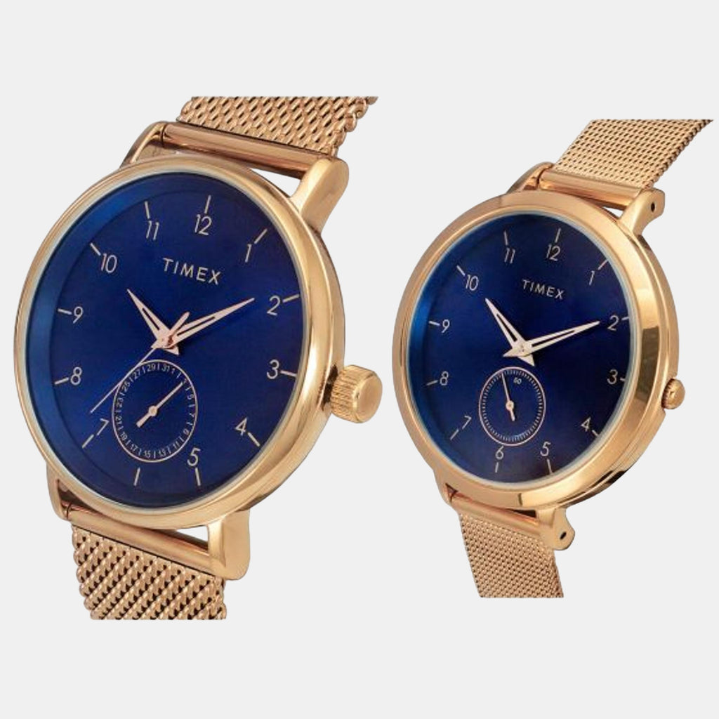 Fashion Couple Quartz Blue Dial Analog Brass Watch TW00PR293