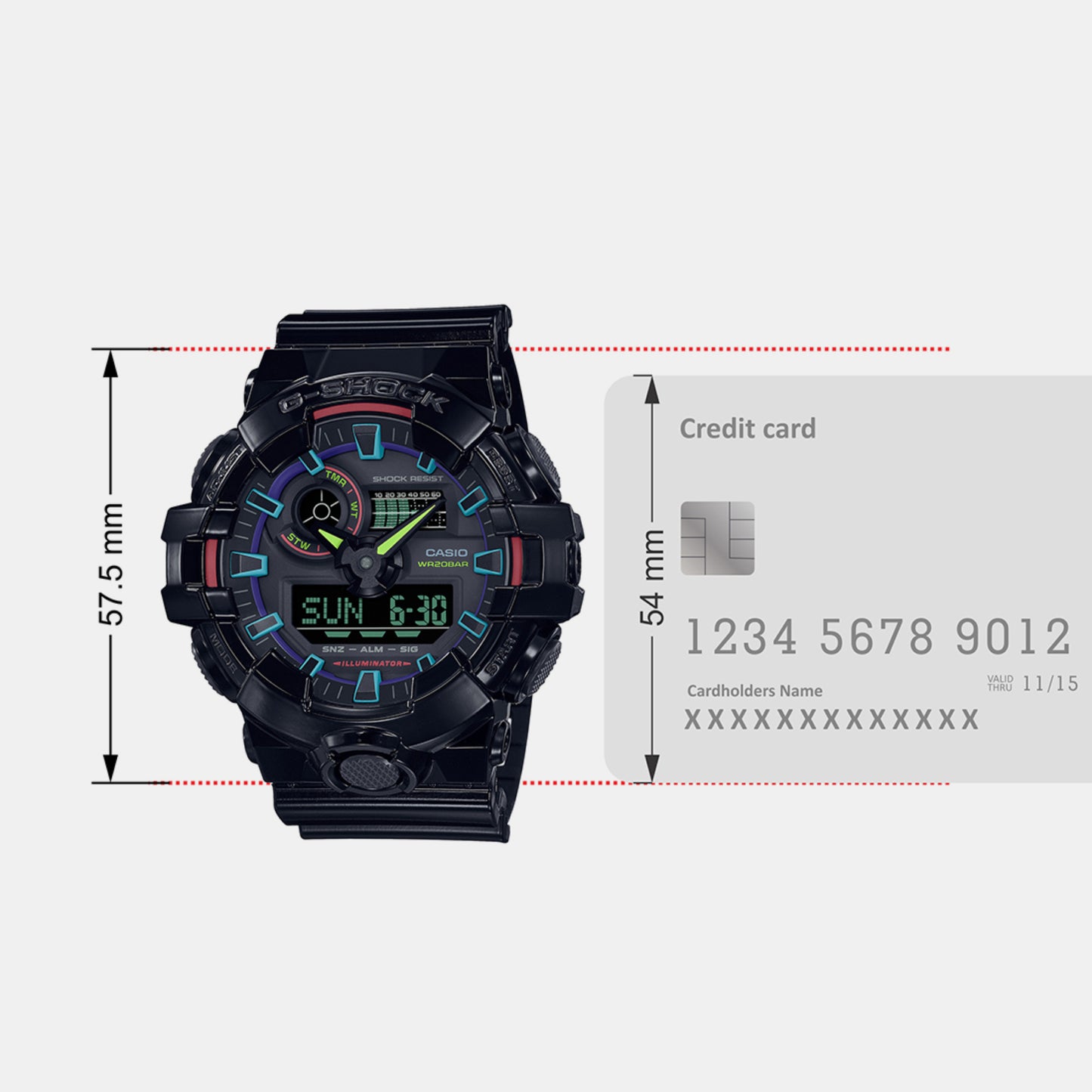 Men's Black Analog-Digital Resin Watch G1369 - GA-700RGB-1ADR