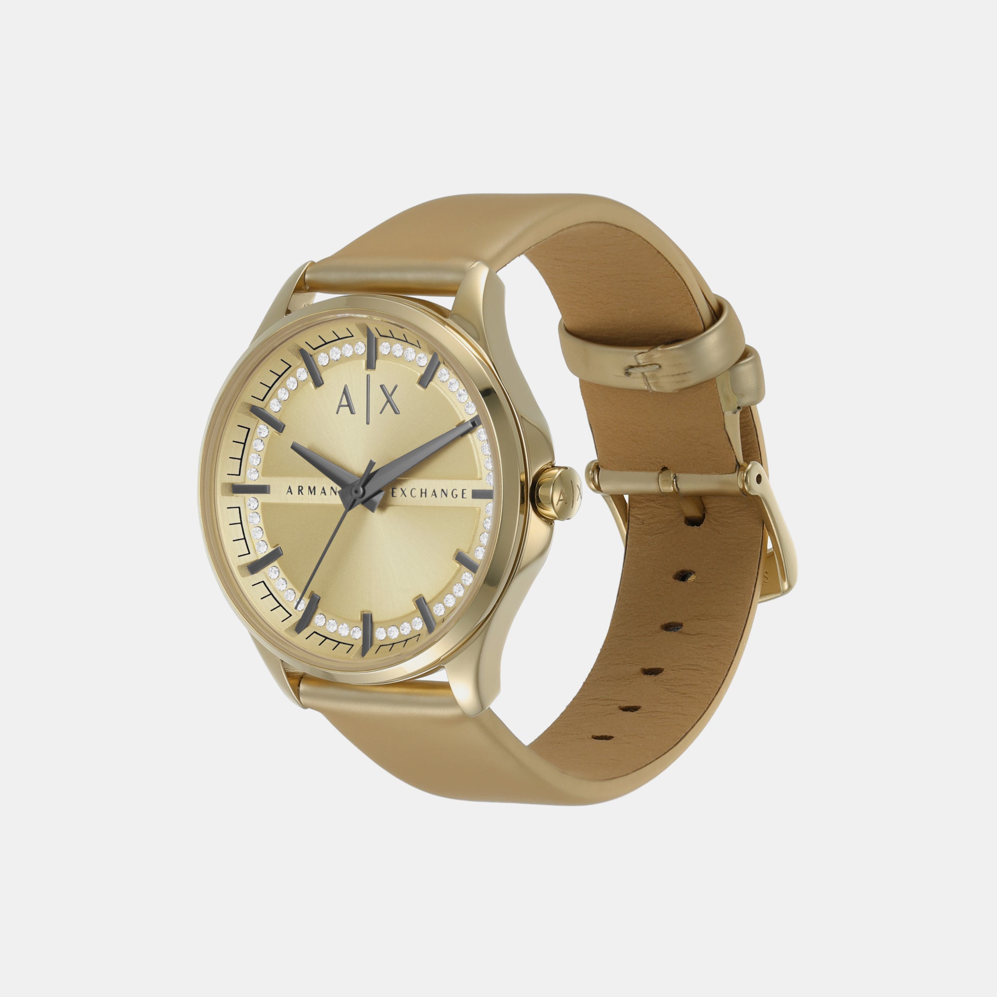 Female Gold Analog Leather Watch AX5271 – Just In Time