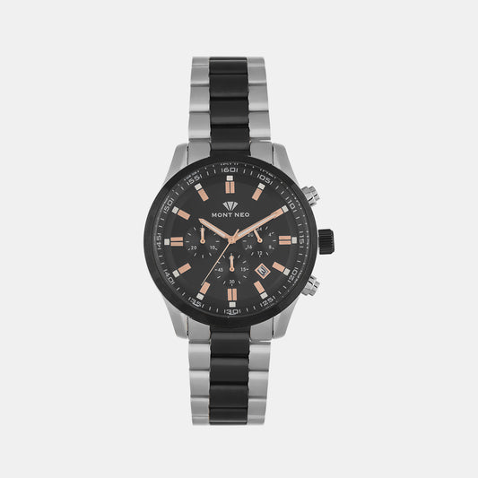 Male Black Chronograph Stainless Steel Watch 1032C-M1404