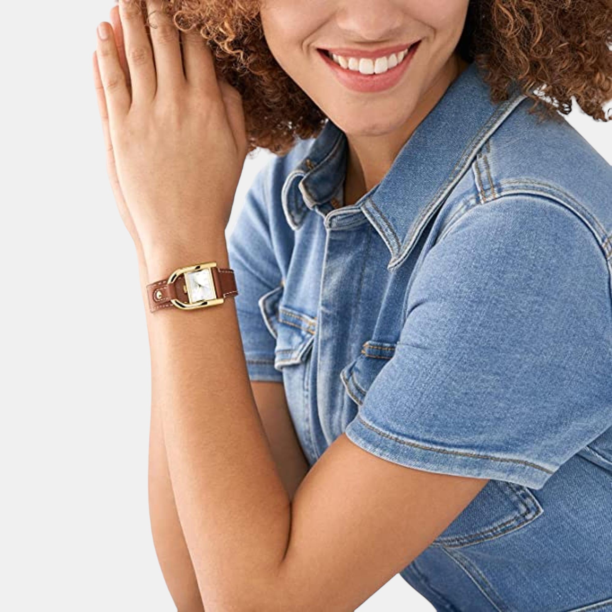 Harwell Women Quartz White Dial Analog Leather Watch ES5264