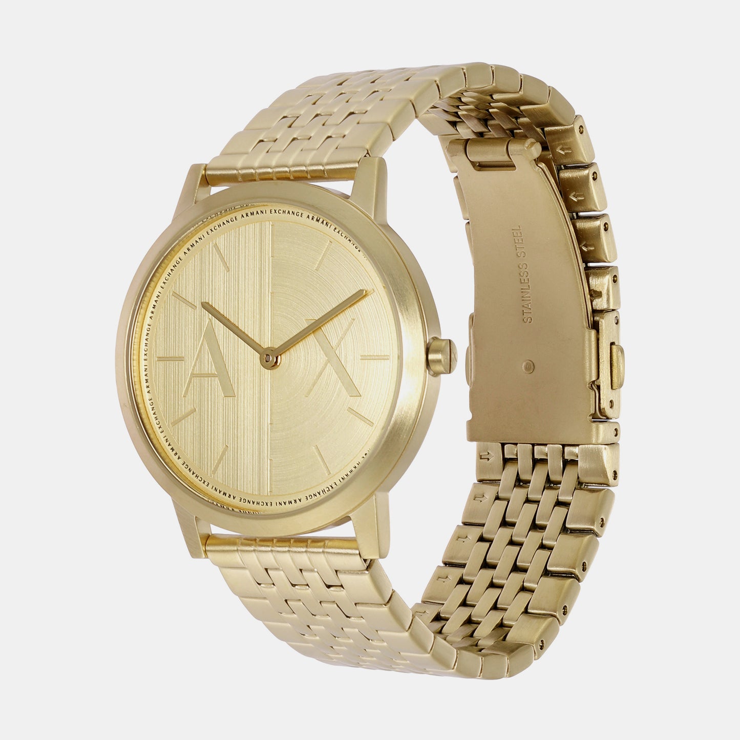 Men Gold Analog Stainless Steel Watch AX2871