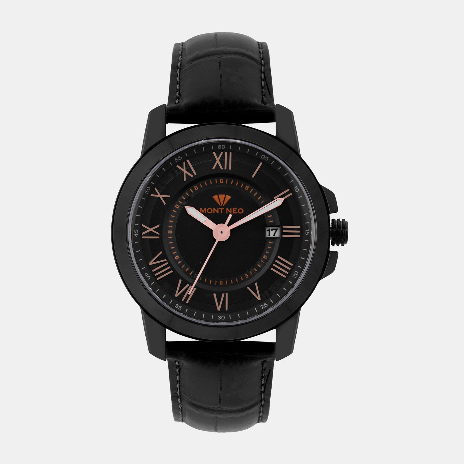 Male Black Analog Leather Watch 8002E-L4404-1
