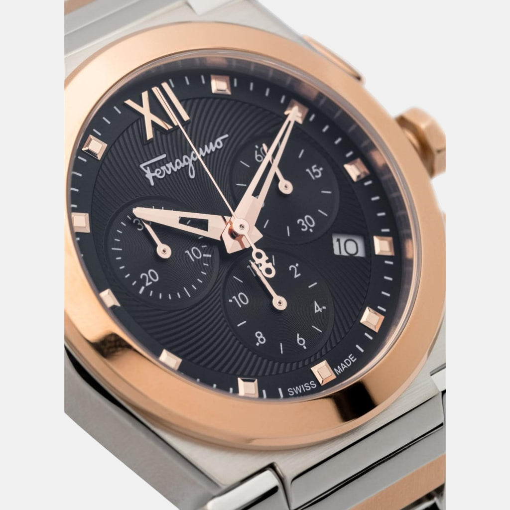 Men Quartz Black Dial Chronograph Stainless Steel Watch SFKL00523
