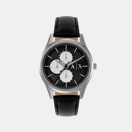 Male Multifunction Black Leather Watch AX1872