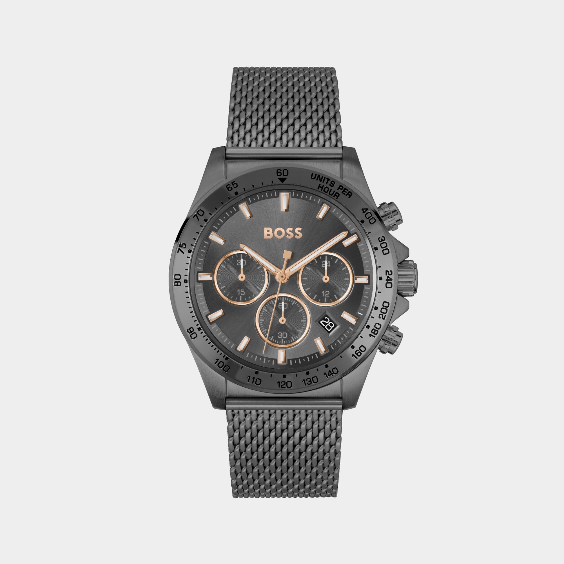 Hero Male Grey Chronograph Mesh Time 1514021 In – Just Watch