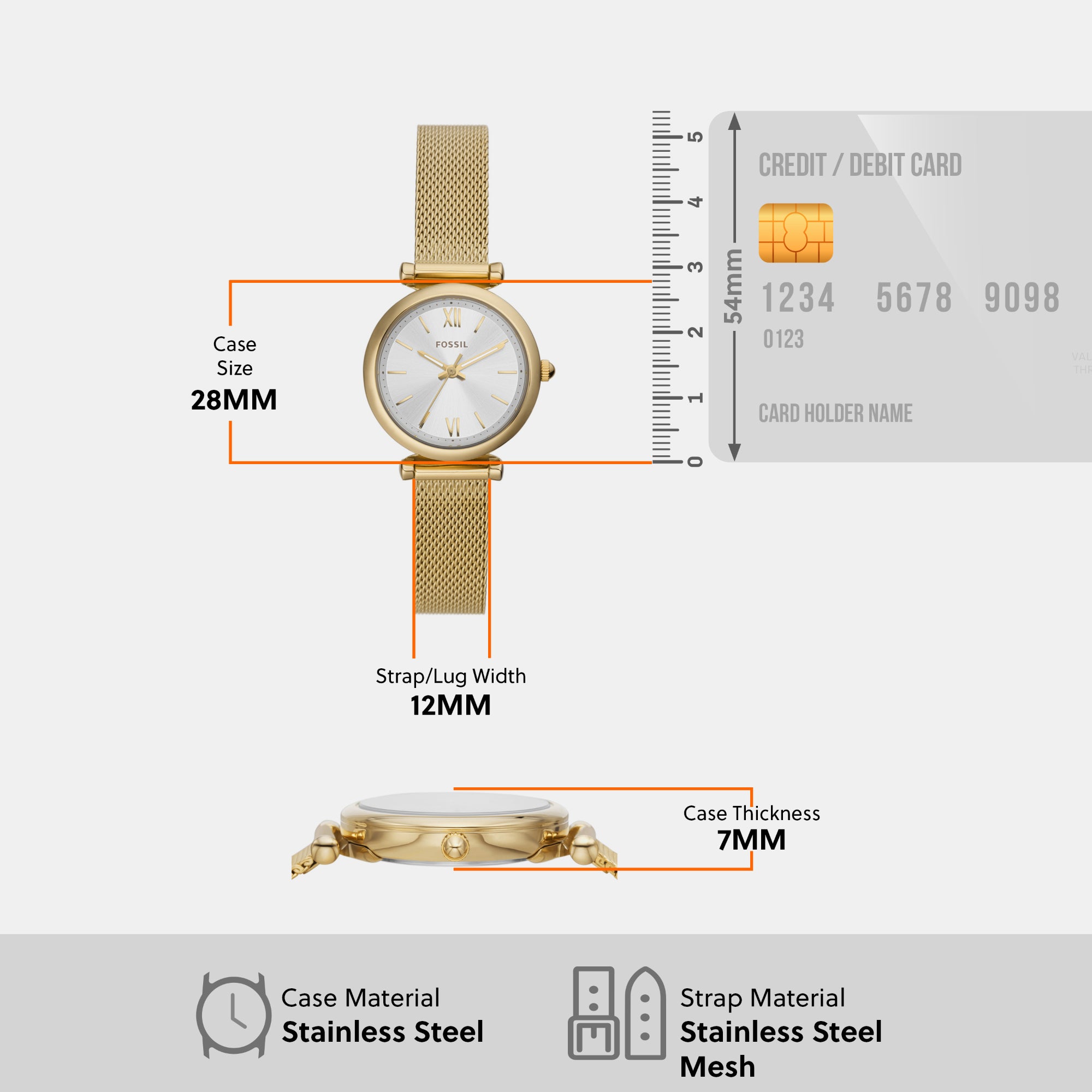 Fossil 28 mm Gold Quartz watch