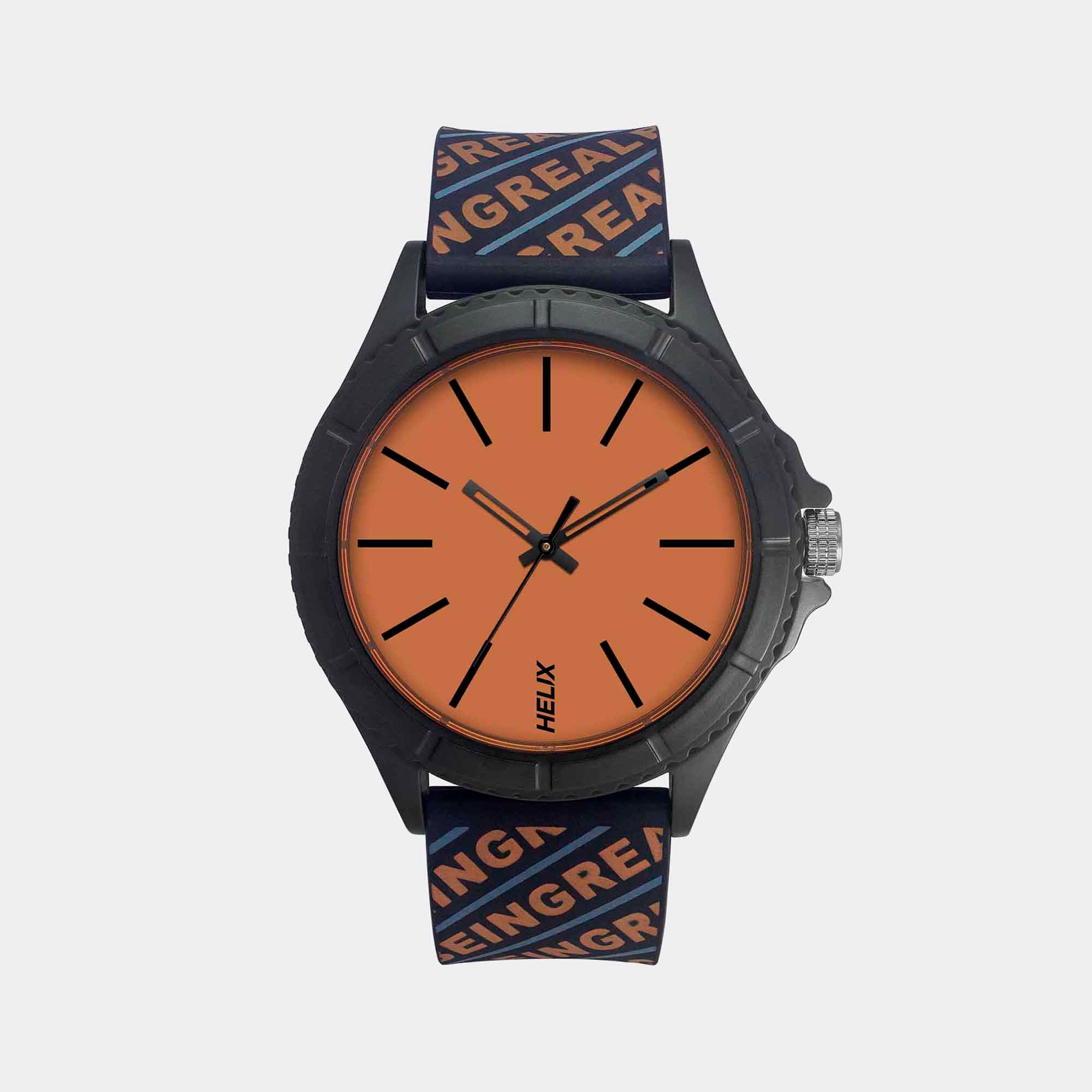 Helix Round Orange Analog watch
