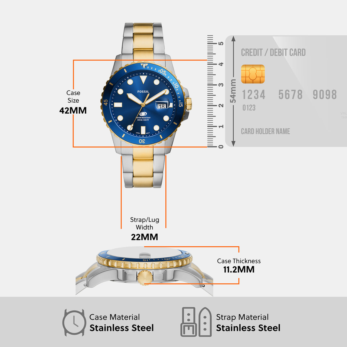Fossil 30 mm Two Tone Quartz watch
